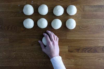 love bird buns pre-shaping the dough