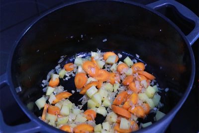 frying veggies for Croatian grah recipe