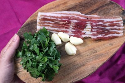 Croatian pešt pancetta pesto
