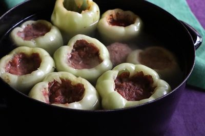 stuffed peppers in a pot