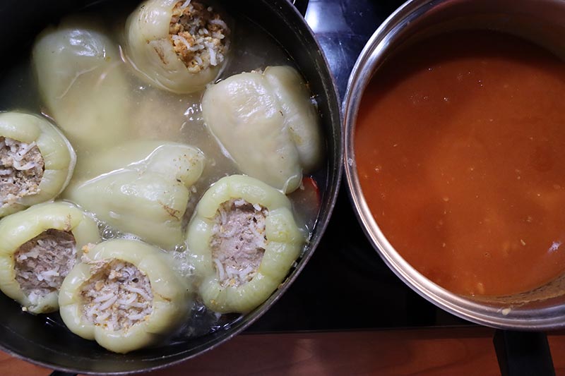 making roux for Croatian stuffed peppers